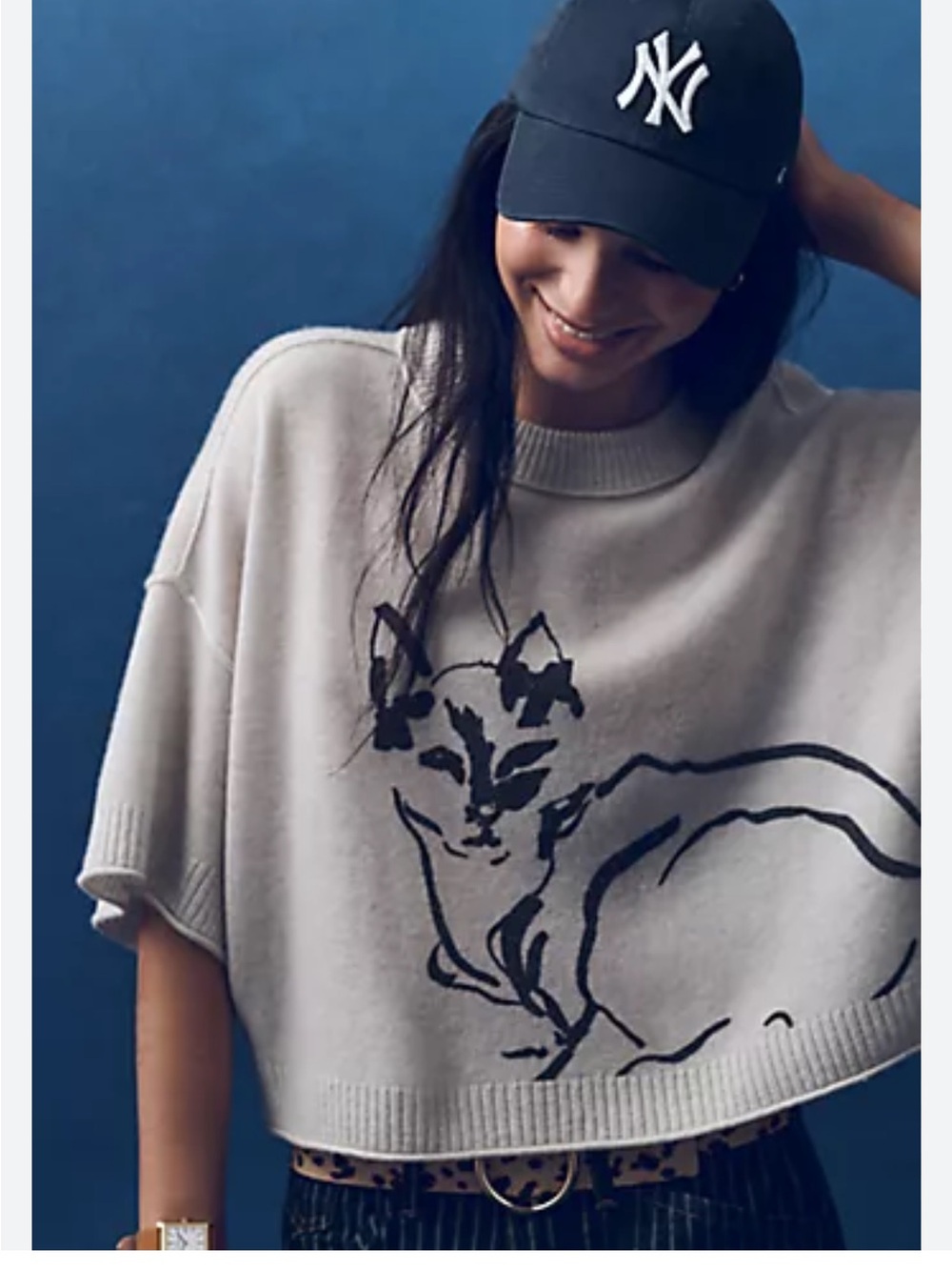 Anthropologie Sweater The Goldie Cashmere Crew-Neck Sweater Cat Crop Top Small